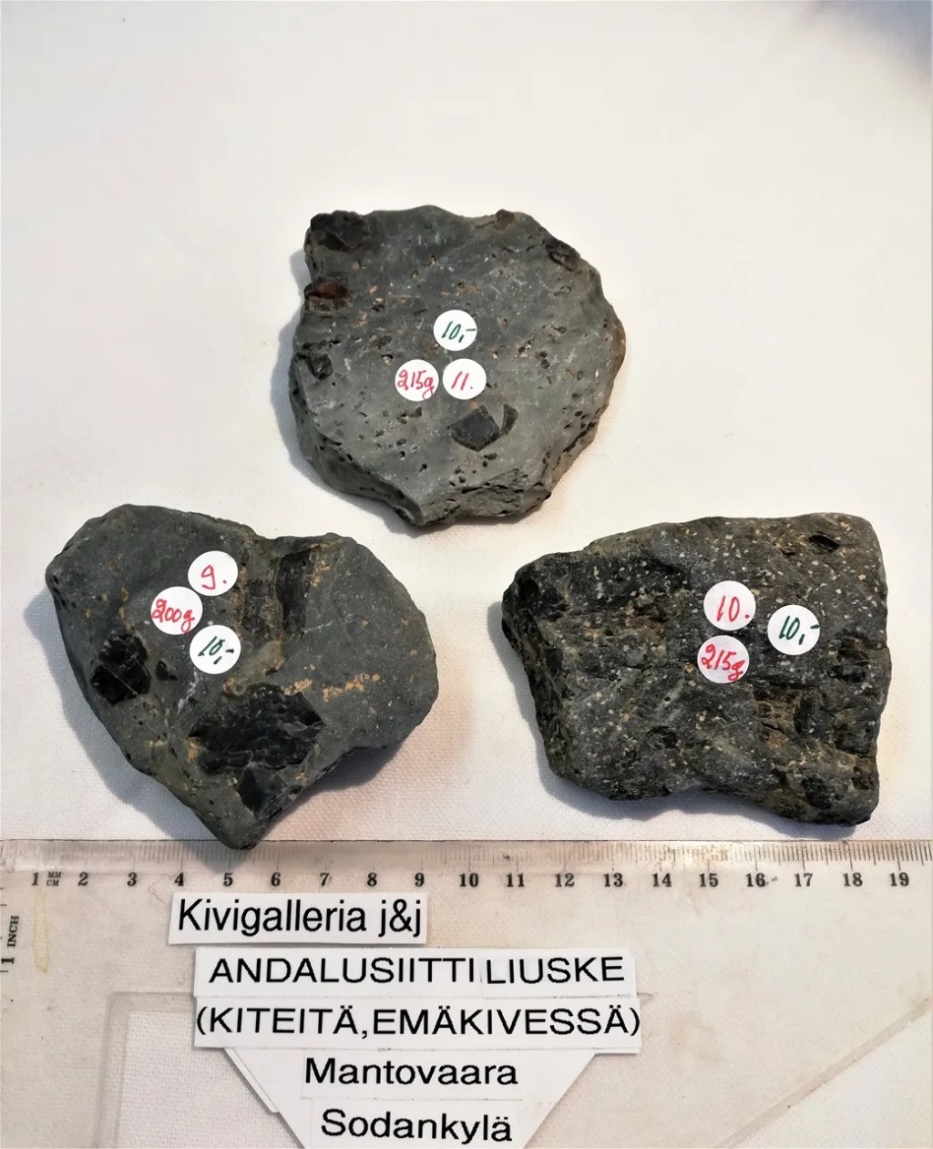 Andalusiitti liuske no.t 9,10,11, Sodankylä Suomi&nbsp;10,00€