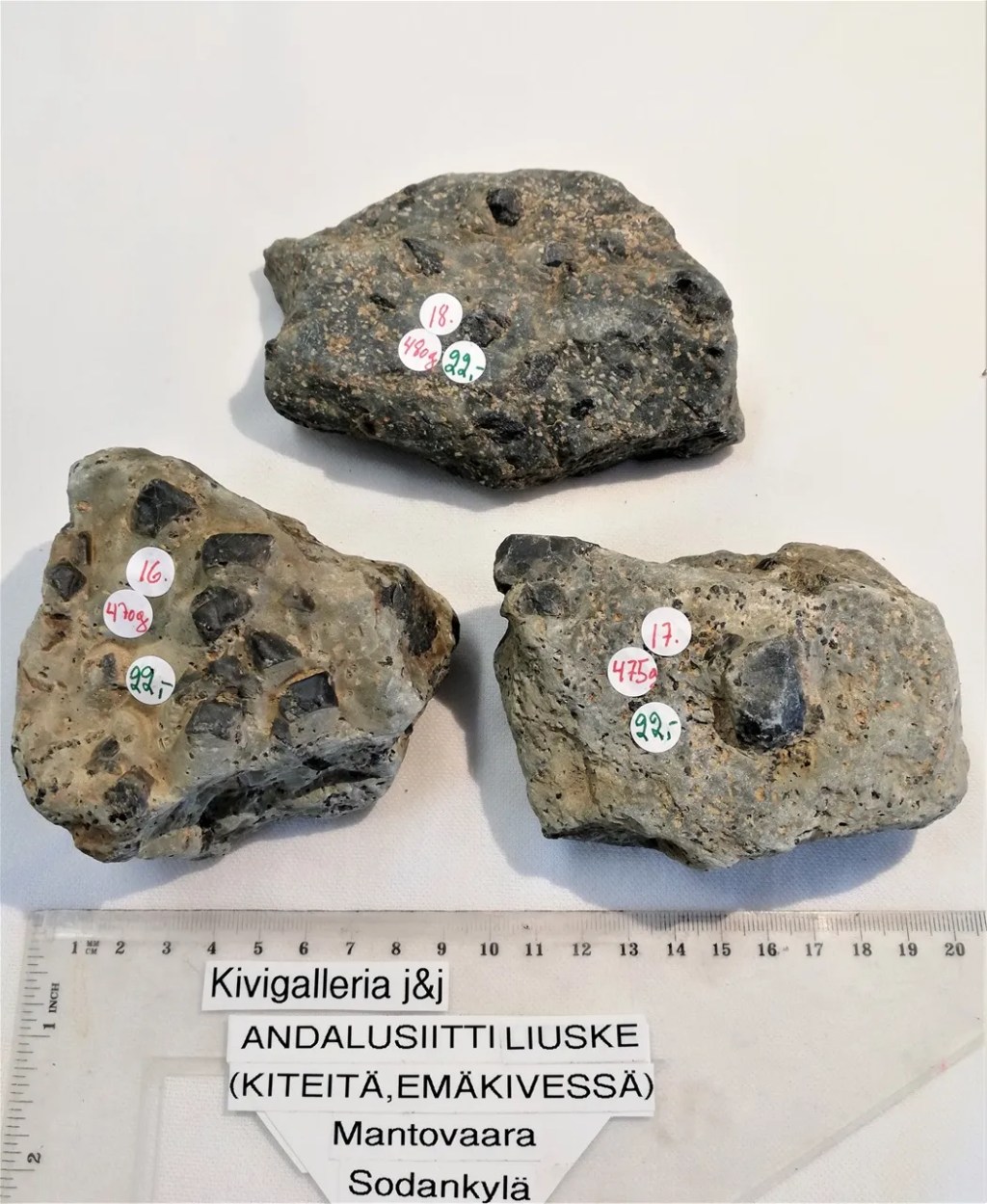 Andalusiitti liuske no.t 16,17,18, Sodankylä Suomi&nbsp;22,00€