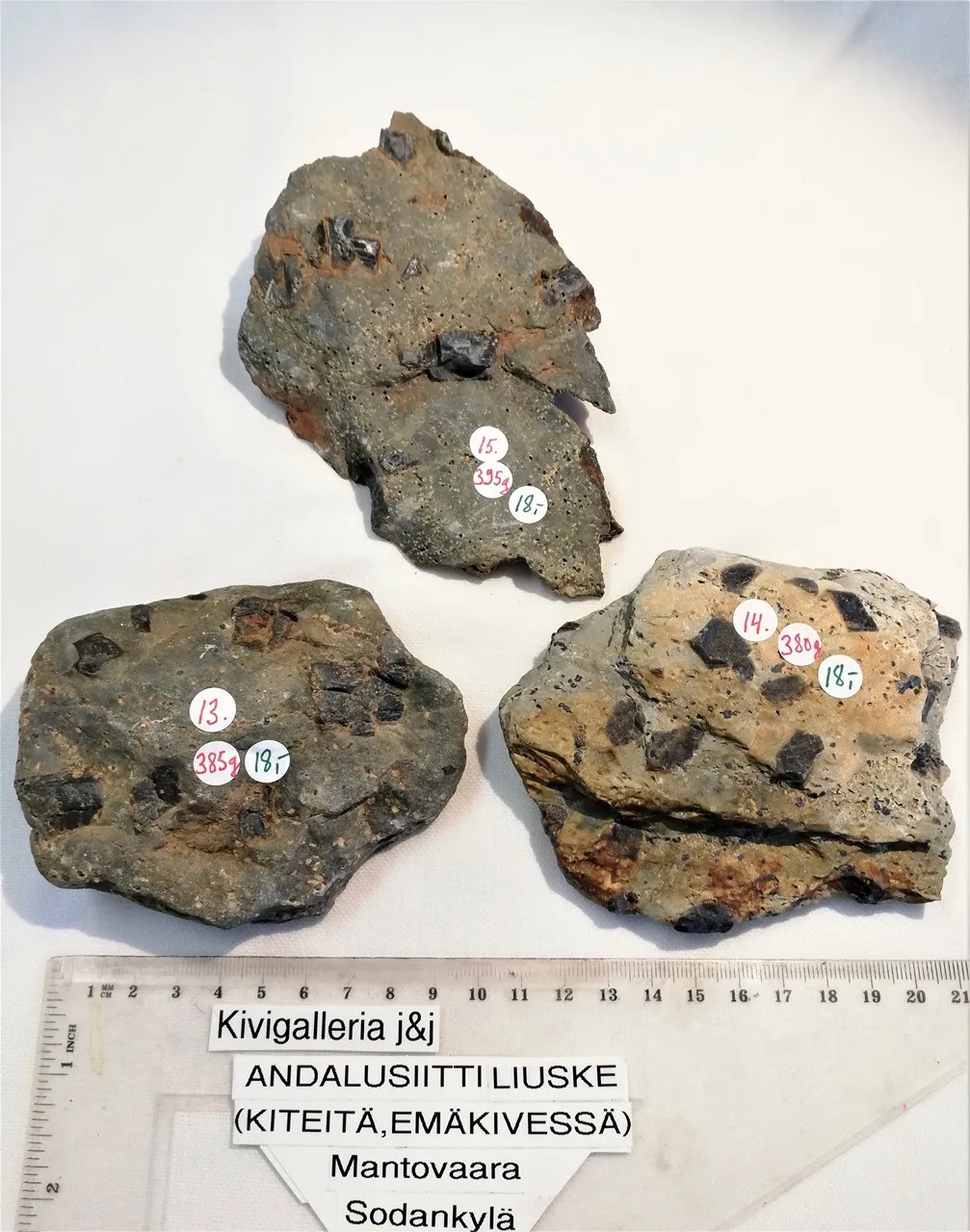 Andalusiitti liuske no.t 13,14,15, Sodankylä Suomi&nbsp;18,00€